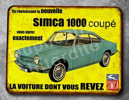 Plaque metal vintage simca - plaque,