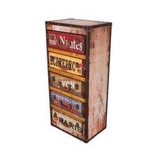 Cassettone stile vintage mobile a 5 cassetti colorati con maniglie arredo casa