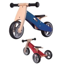 Triciclo Bicicletta per Bambini Legno Blu Pedagogica Senza Pedali a Spinta Bici