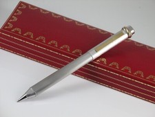 MUST DE CARTIER VENDOME OVAL TRINITY BRUSHED SILVER BALLPOINT PEN  VINTAGE + BOX