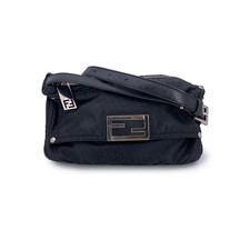 Autentica borsa messenger a tracolla piccola tela monogramma nero Fendi