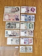LOTTO 11 BANCONOTE LIRE 100000 CARAVAGGIO 50000 BERNINI 10000 5000 2000 1000 P30