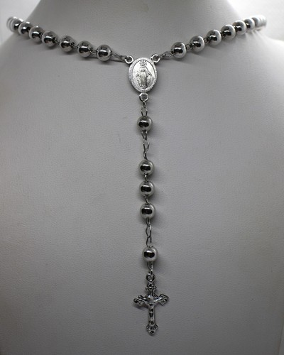 Collana rosario argento grani - argento,