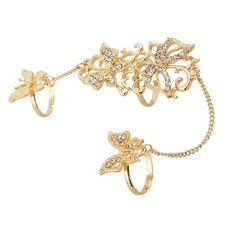 Anelli a doppio dito Anello articolato Design cavo regolabile con strass con