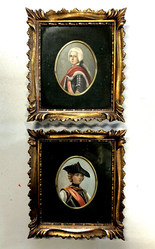 Coppia dipinti miniature - coppia, ovali