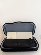 Gucci custodia rigida velluto nera con interno celeste + panno e sacchetto