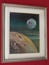 Quadro dipinto pianeta terra con teschio misura cornice 50x60cm AFFARE