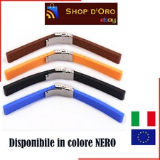 CINTURINO OROLOGIO SILICONE GOMMA DEPLOYANTE NERO 22mm Posta 1 Veloce