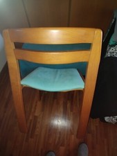 sedie da sala pranzo in legno massiccio con tappezzeria in stoffa beige