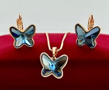 Set gioielli farfalle di lusso cristalli cristallo oro 18 carati placcato oro astuccio donna