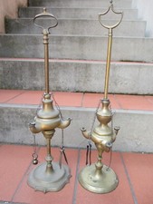 INTERESSANTE 2 ANTICHE LAMPADE AD OLIO TRE BECCHI DA CELLA MONASTERO SUORE 1800