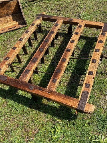 Antico erpice legno - e, ferro