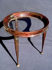 Tavolino da Fumo in Legno Anni '20/'30 Deco' con Piano Tondo in Vetro