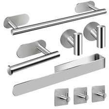 AIKER Porta Asciugamani Bagno,Set di Accessori, Adesivo 8PCS,Acciaio Inossidabil