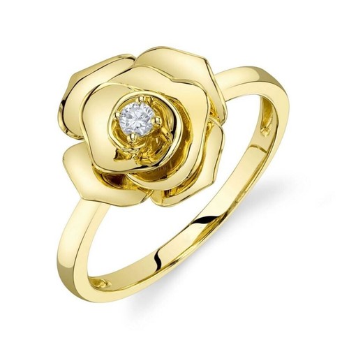 Diamante fiore rosa anello - fiore,