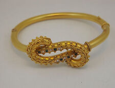 BRACCIALE "BIZANTINO" IN ORO PERLE E SMERALDI VINTAGE GOLD BANGLE BRACELE