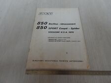 MANUALE DIFFERENZE SOLO VERSIONI USA FIAT 850 BERLINA COUPE' SPIDER BERTONE 1970