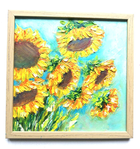 Quadro olio girasoli dorati