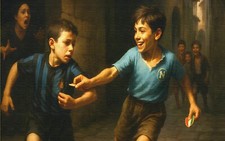 Stampa su tela Scudetto Napoli Avanti scugnizzi con telaio e ganci cm.30x50