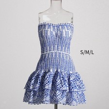 Abito Fiorito Blu E Bianco