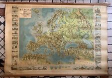VINTAGE GRANDE 136x96 cm MAPPA CARTINA GEOGRAFICA EUROPA BIFACCIALE GHIGI BRUNO