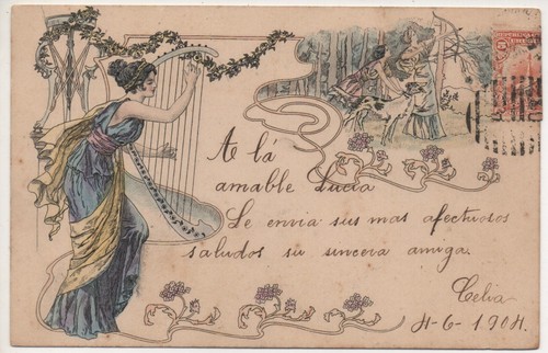 Art nouveau ragazza che - -,