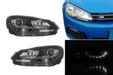 Fari anteriori LED DRL per VW Golf 6 VI 10.2008-2012 Luci diurne Nero