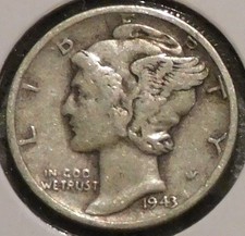 Silver Dime - Mercury - 1943-D