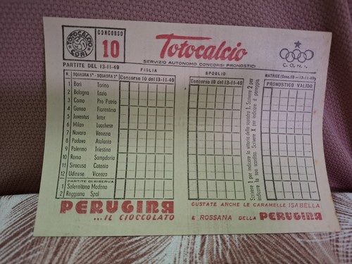 Schedina totocalcio coni - totocalcio,
