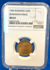 1944 Romania Gold 20 Lei