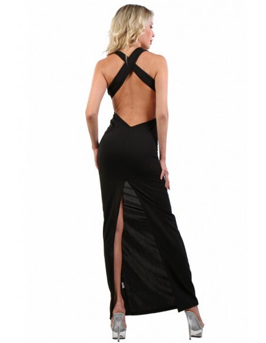 20106 vestito abito lungo nero - vestito,