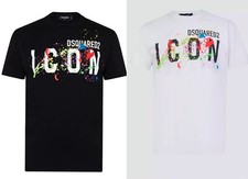 T-SHIRT DSQUARED2 ICON SPLASH bianco/nero dalla S alla XXL TAGLIA UK CONSEGNA VELOCE GRATUITA DQ