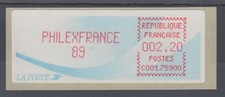 Francia Crouzet-ATM PHILEXFRANCE 89, colore rosso brunastro, valore 2,20 ** 