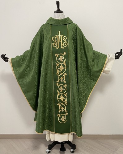 Casula verde damascata - , con
