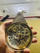 Calendario astrolabio inglese globo ottone massiccio casa marittima