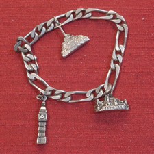 Bracciale braccialetto vintage in argento con charms