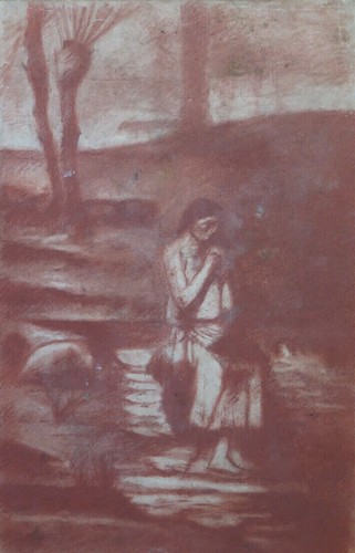 Antico disegno sanguigna - antico,