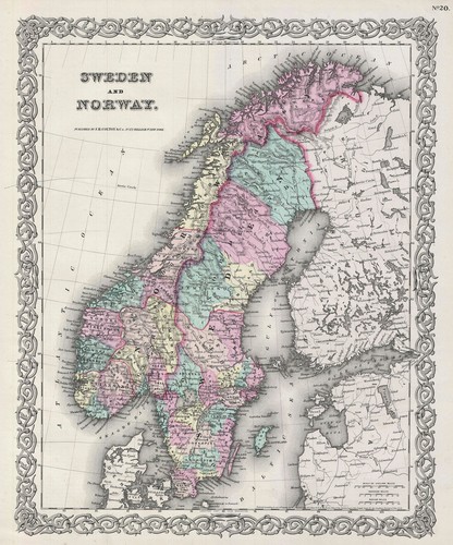 1856 colton mappa svezia - 1856,