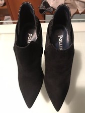 Pollini Scarpe Décolleté Stivaletti Tronchetti N. 35,5 Tacco 10 Camoscio Nero