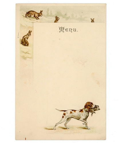Vecchio menù cane caccia - cane,
