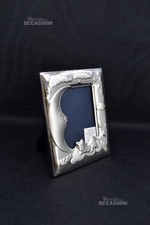 Cornice Porta Foto In Argento Bimbi Con Luna E Nuvolette 16x20cm