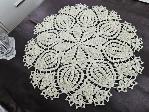 Crocheted cotton doily ivory - doily,,