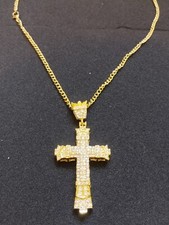 Collana Uomo Croce Colorazione Oro Diamante.