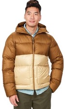 Marmot Guides 700 piumino cappuccio puffer giacca cappotto nocciola rovere chiaro uomo piccolo