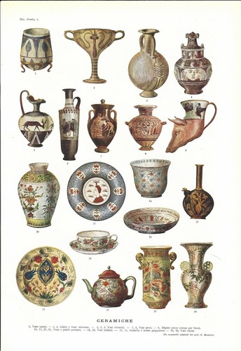 Stampa antica ceramiche vasi - antica,