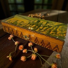 Antico scrigno cofanetto Scatola Porta Gioie Costantina Algeria Anni 30 Dipinta