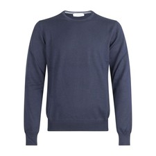 Gran Sasso - Maglione girocollo blu in lana vergine extrafine merinos over per u