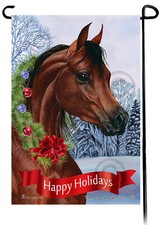 Arabian Horse Happy Holidays Garden Flag