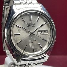 Raro orologio automatico Seiko Actus anni 70 quadrante argento Sunray SS brac...