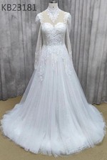 HBH moda sposa I abito da sposa linea A con pizzo tulle con maniche pezzo unico taglia 36